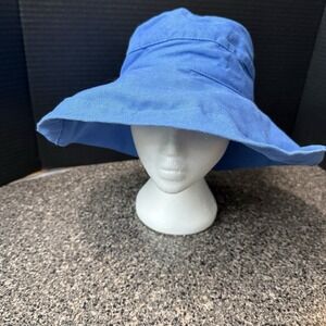 Scala Women's Sun Hat Cotton UPF 50+ Blue Wide Brim One Size Adjustable Inside